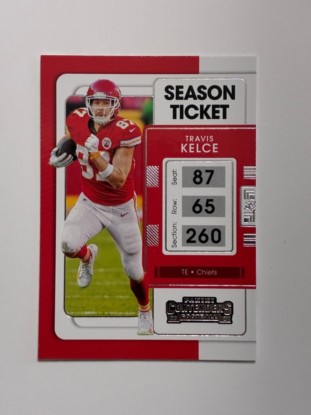 Travis Kelce Season Ticket Football Card - Red & White